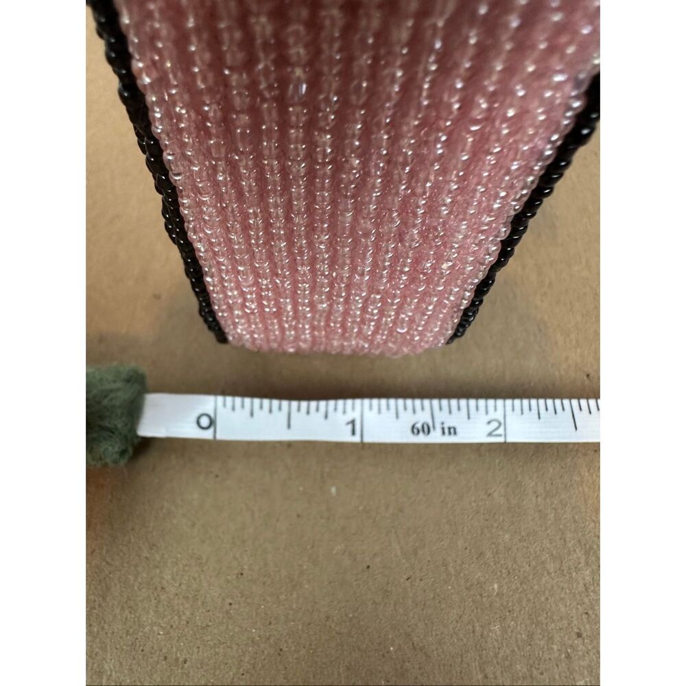 Anthropologie Fiona Beaded Shoulder Bag Pink Heart Icon Edition Glass Bead Purse - Picture 9 of 11